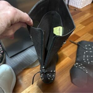 Roper Black Studded Heeled Boots